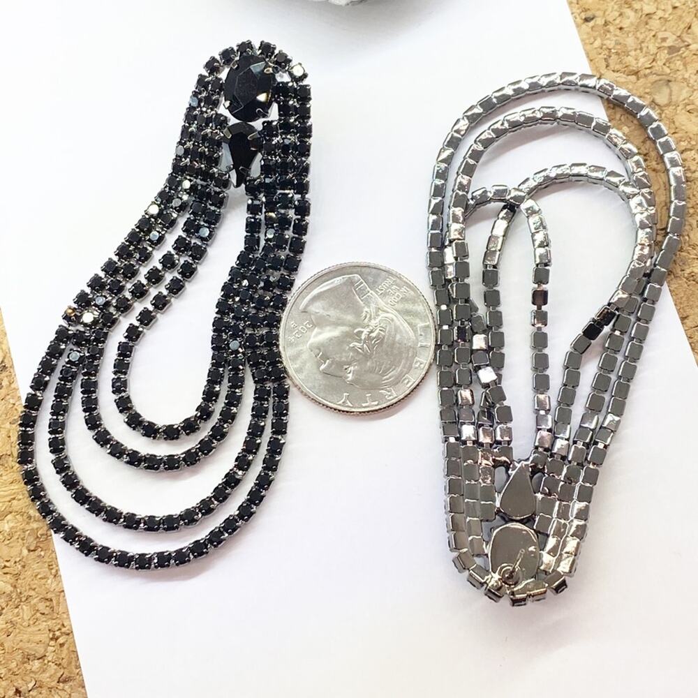 NEW Black Rhinestone Drop Earrings - Picture 15 of 15